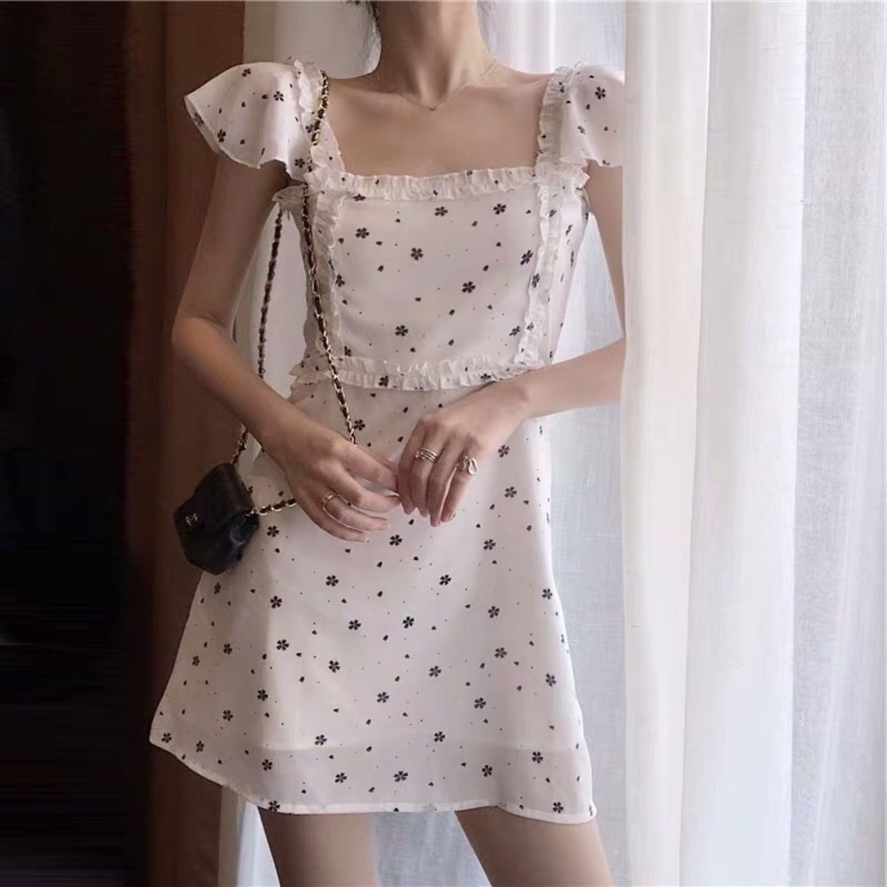 Floral Print White Dress